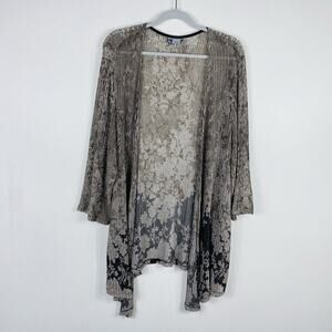 Catherines Plus Size 2X Open Knit Kimono Open Layering Top Tan Brown
